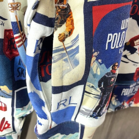 Polo Ralph Lauren Men's Patchwork-Ski-Print Fleece Pullover Hoodie Size Medium - Picture 3 of 8